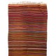 Hand-woven Vintage Banded Turkish Kilim (Flat-weave) with Striped Design, All Wool Hand-woven Vintage Banded Turkish Kilim (Flat-weave) with Striped Design, All Wool