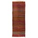 Hand-woven Vintage Banded Turkish Kilim (Flat-weave) with Striped Design, All Wool Hand-woven Vintage Banded Turkish Kilim (Flat-weave) with Striped Design, All Wool