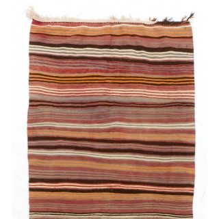 Handmade Vintage Striped Turkish Runner Kilim. Flat-Weave Colorful Rug Handmade Vintage Striped Turkish Runner Kilim. Flat-Weave Colorful Rug