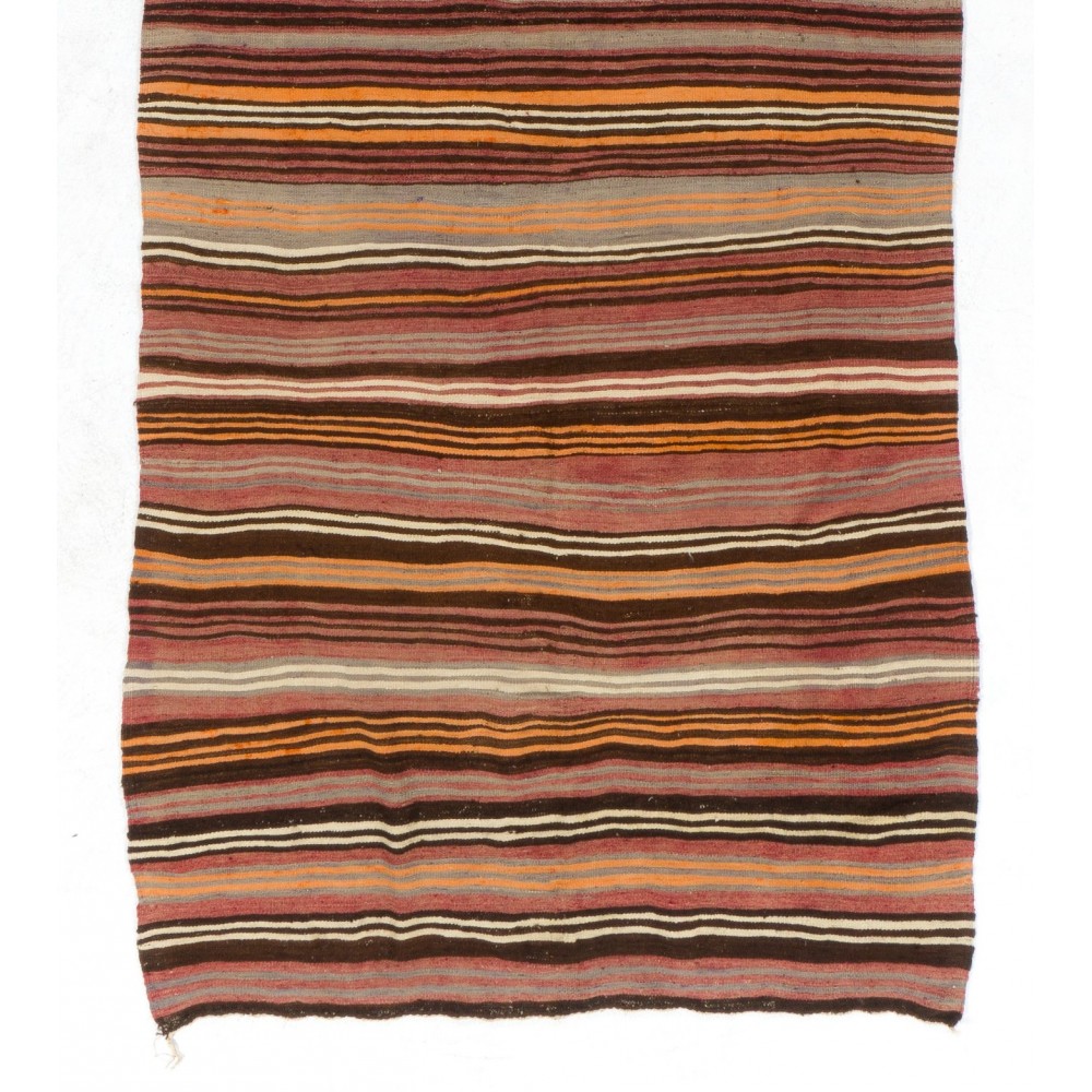Hand-woven Vintage Central Anatolian Runner Kilim (Flat-weave), 100% Wool