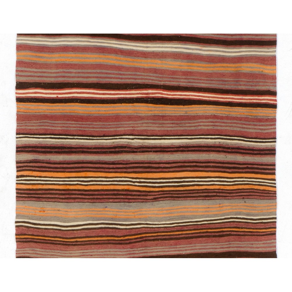 Vintage Handmade Turkish Kilim, Colorful Striped Flatweave Rug, 100% Wool Vintage Handmade Turkish Kilim, Colorful Striped Flatweave Rug, 100% Wool