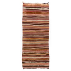 Handmade Vintage Striped Turkish Runner Kilim. Flat-Weave Colorful Rug