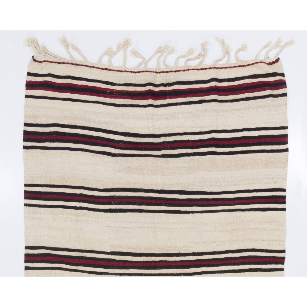 Hand-woven Vintage Striped Anatolian Runner Kilim (Flat-weave). %100 Wool. Reversible