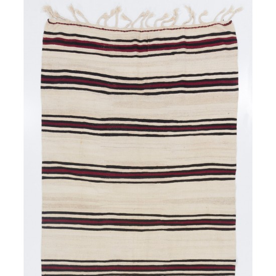 Hand-woven Vintage Striped Anatolian Runner Kilim (Flat-weave). %100 Wool. Reversible Hand-woven Vintage Striped Anatolian Runner Kilim (Flat-weave). %100 Wool. Reversible
