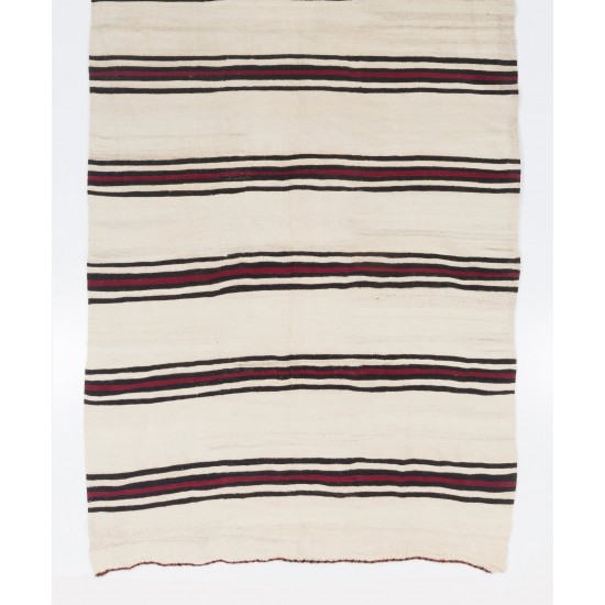Hand-woven Vintage Striped Anatolian Runner Kilim (Flat-weave). %100 Wool. Reversible Hand-woven Vintage Striped Anatolian Runner Kilim (Flat-weave). %100 Wool. Reversible
