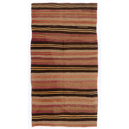 Hand-woven Vintage Central Anatolian Kilim (Flat-weave), 100% Wool