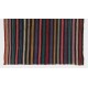 Nomadic Anatolian Flat-Weave Kilim Rug with Black, Orange, Lilac, Green Stripes