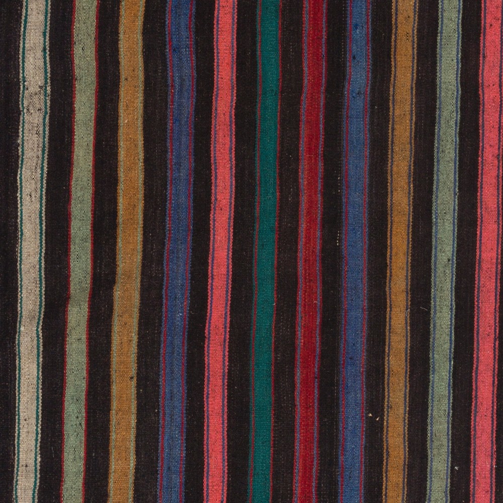 Vintage Handwoven Anatolian Kilim, Colorful Striped Flatweave Rug, 100% Wool