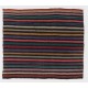 Nomadic Anatolian Flat-Weave Kilim Rug with Black, Orange, Lilac, Green Stripes
