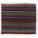 Nomadic Anatolian Flat-Weave Kilim Rug with Black, Orange, Lilac, Green Stripes