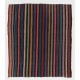 Nomadic Anatolian Flat-Weave Kilim Rug with Black, Orange, Lilac, Green Stripes