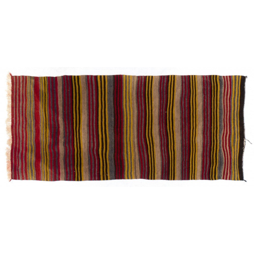 Striped Hand-Woven 1970's Double Sided Anatolian Kilim "Flat-Weave"