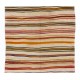 Handmade Vintage Banded Turkish Wool Kilim, FlatWeave Floor Covering
