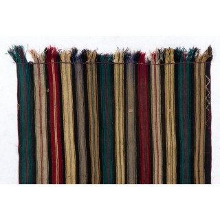 Hand-woven Vintage Anatolian Kilim (Flat-weave) with Vertical Bands, All Wool Hand-woven Vintage Anatolian Kilim (Flat-weave) with Vertical Bands, All Wool