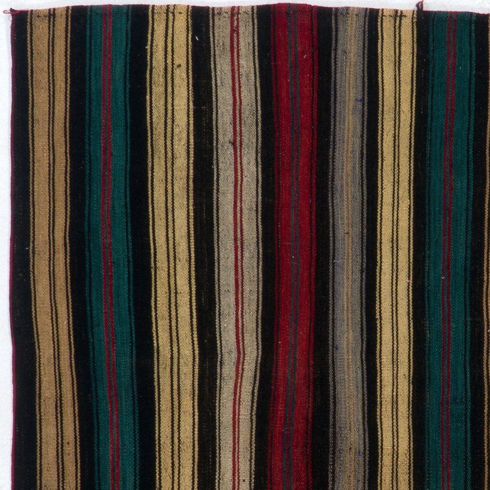 Vintage Handwoven Anatolian Kilim, Vertical Banded Flatweave Rug, 100% Wool Vintage Handwoven Anatolian Kilim, Vertical Banded Flatweave Rug, 100% Wool