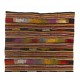 Colorful Hand-woven Vintage Turkish Kilim (Flat-weave), All Wool Colorful Hand-woven Vintage Turkish Kilim (Flat-weave), All Wool