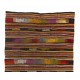 Colorful Hand-woven Vintage Turkish Kilim (Flat-weave), All Wool