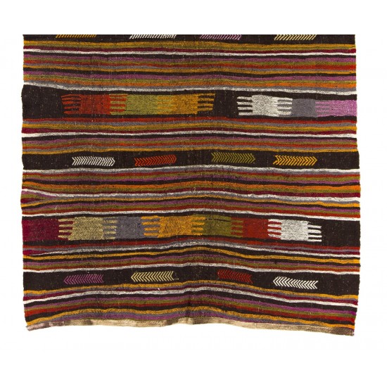 Colorful Hand-woven Vintage Turkish Kilim (Flat-weave), All Wool