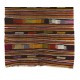 Colorful Hand-woven Vintage Turkish Kilim (Flat-weave), All Wool Colorful Hand-woven Vintage Turkish Kilim (Flat-weave), All Wool