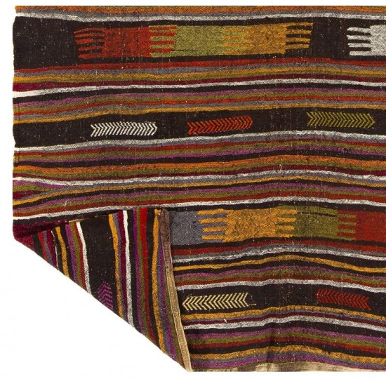 Colorful Hand-woven Vintage Turkish Kilim (Flat-weave), All Wool Colorful Hand-woven Vintage Turkish Kilim (Flat-weave), All Wool