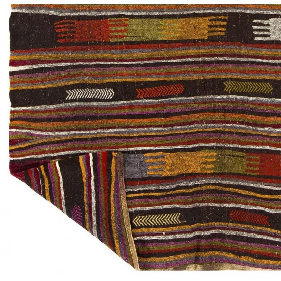 Colorful Hand-woven Vintage Turkish Kilim (Flat-weave), All Wool