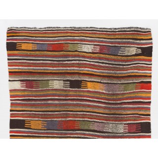 Colorful Vintage Handmade Boho Kilim Rug, Flat-weave Eclectic Style Carpet Colorful Vintage Handmade Boho Kilim Rug, Flat-weave Eclectic Style Carpet
