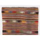 Colorful Vintage Nomadic Kilim, Flat-Woven Wool Floor Covering