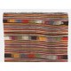 Colorful Vintage Handmade Boho Kilim Rug, Flat-weave Eclectic Style Carpet