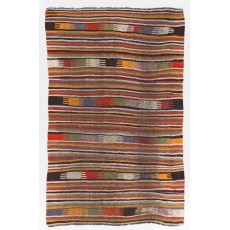 Colorful Vintage Handmade Boho Kilim Rug, Flat-weave Eclectic Style Carpet