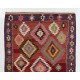 Colorful Vintage Turkish Kilim, Flat-Weave Wool Rug