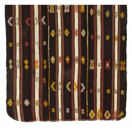 Banded Nomadic Turkish Flat-Woven Kilim Rug Banded Nomadic Turkish Flat-Woven Kilim Rug