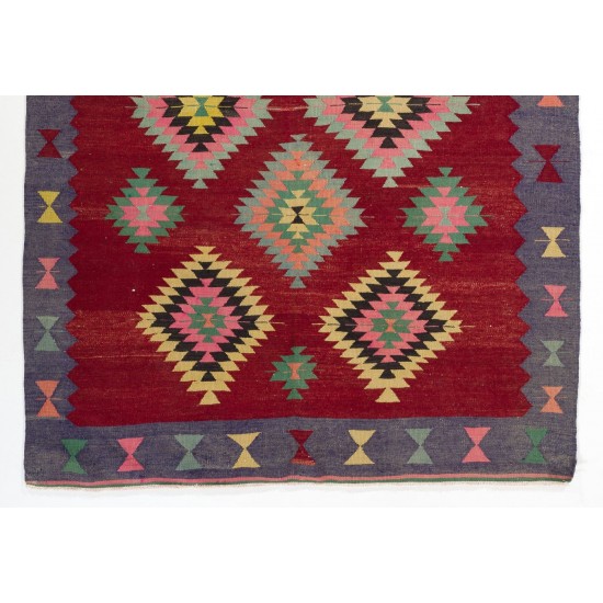 Colorful Vintage Western Anatolian Kilim, Flat-Weave Wool Rug Colorful Vintage Western Anatolian Kilim, Flat-Weave Wool Rug