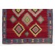 Colorful Vintage Western Anatolian Kilim, Flat-Weave Wool Rug