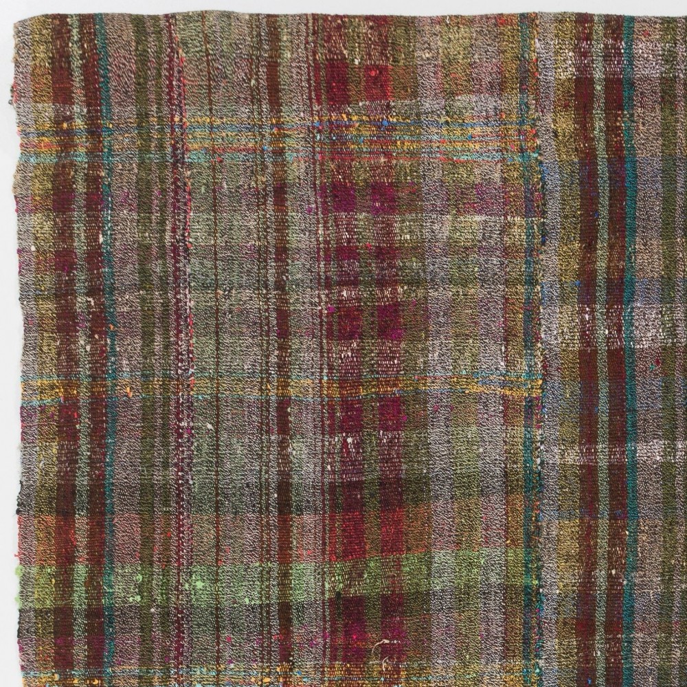 Vintage Handmade Banded Kilim Made of Goat Hair & Wool. Flatweave Rug, Reversible