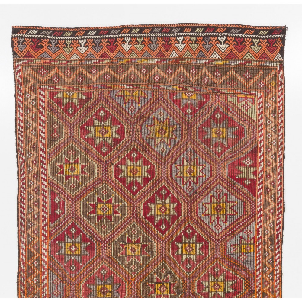 MidCentury Jijim Rug with Interlocking Stars and Diamonds