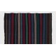 Hand-woven Vintage Anatolian Kilim (Flat-weave) with Vertical Bands, All Wool