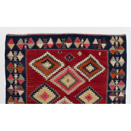 Colorful Vintage Anatolian Kilim, Flat-Weave Nomadic Rug Colorful Vintage Anatolian Kilim, Flat-Weave Nomadic Rug