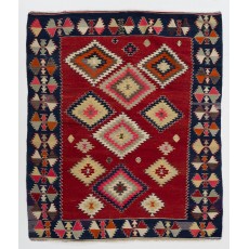 Colorful Vintage Anatolian Kilim, Flat-Weave Nomadic Rug