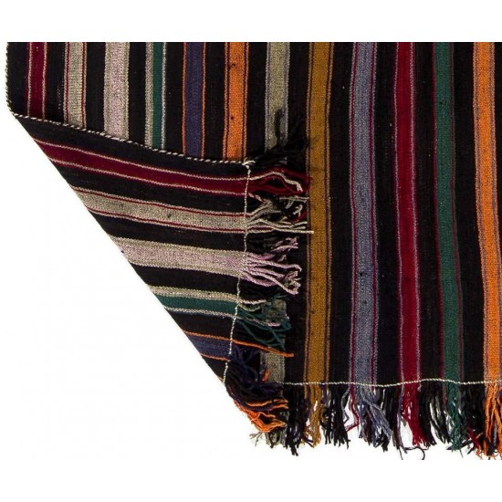 Vintage Hand-Woven Anatolian Kilim with Stripes