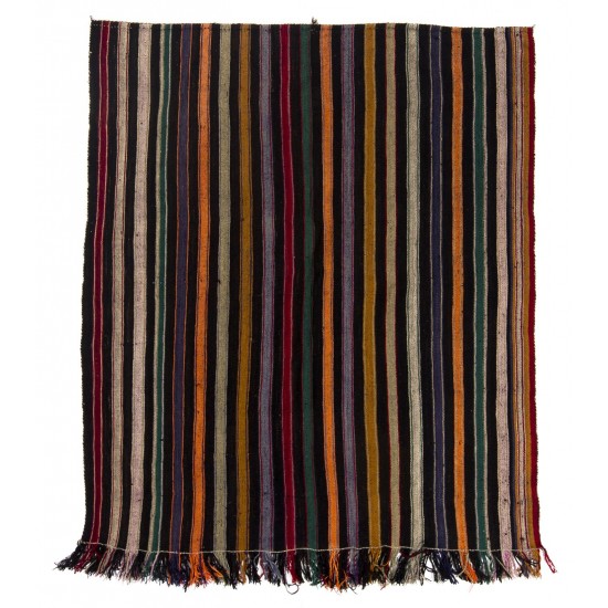 Vintage Hand-Woven Anatolian Kilim with Stripes