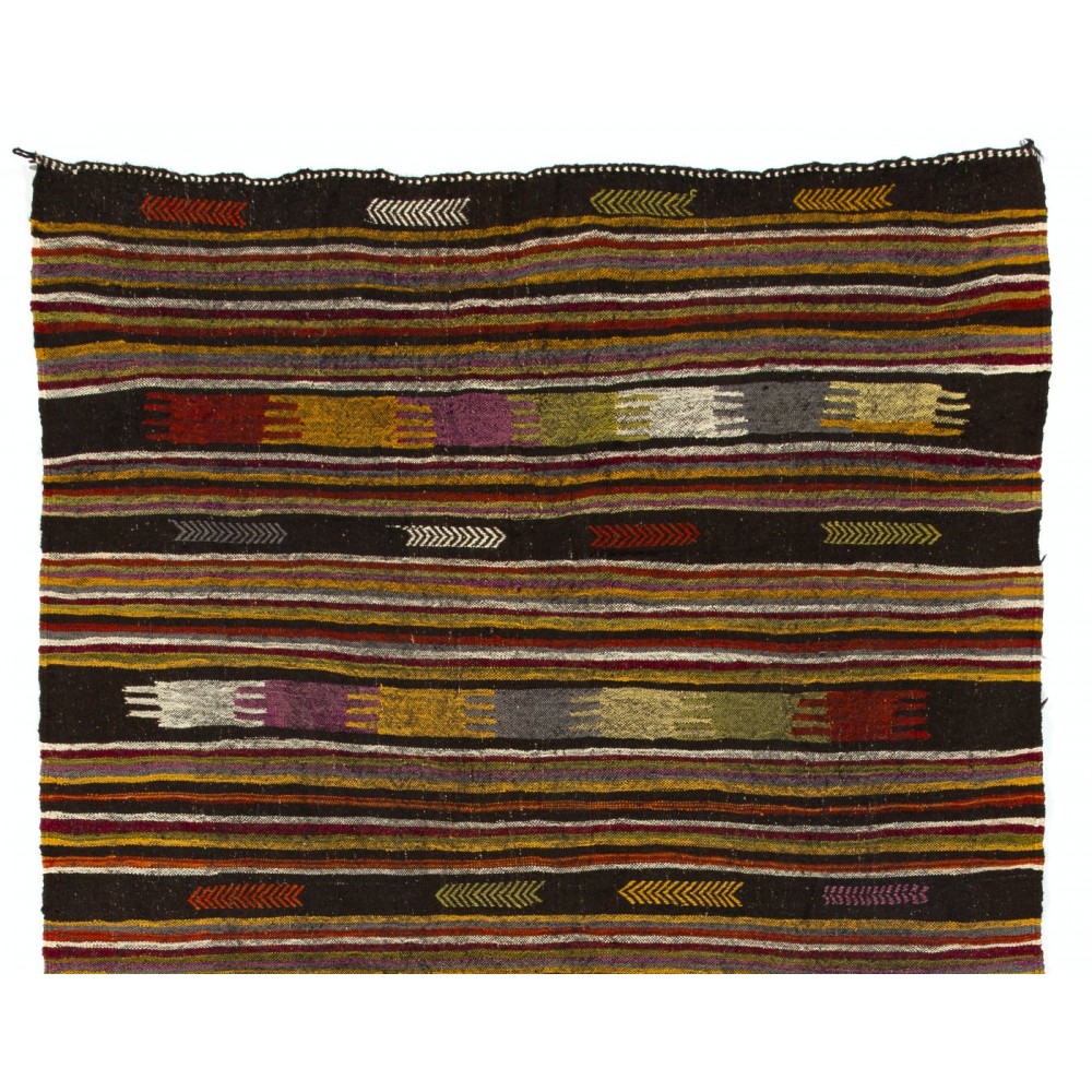Vintage Hand-Woven Nomadic Anatolian Kilim Rug
