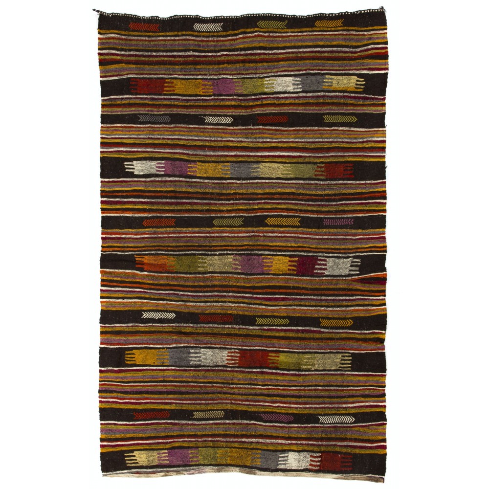 Vintage Hand-Woven Nomadic Anatolian Kilim Rug