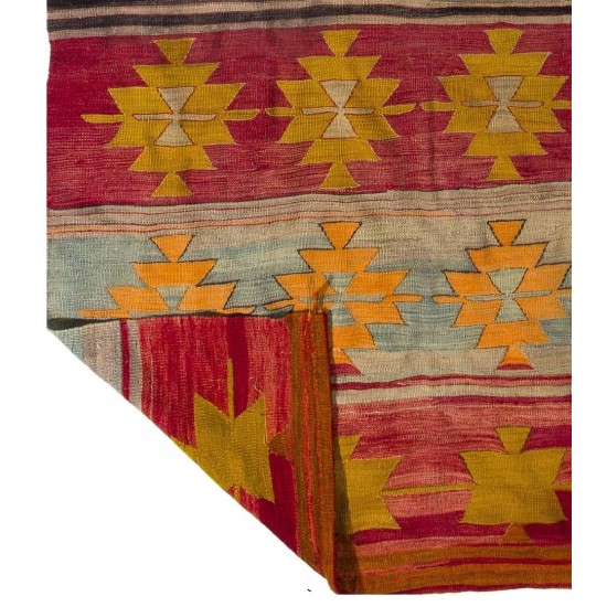 Vintage Anatolian Kilim Rug. Flatweave Wool Floor Covering. Reversible