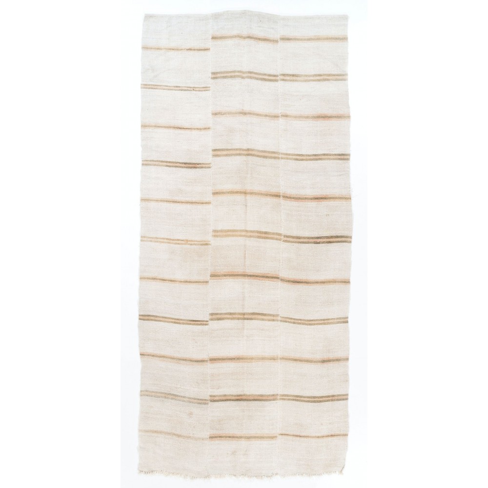 Vintage Striped Anatolian Kilim Made of Hemp