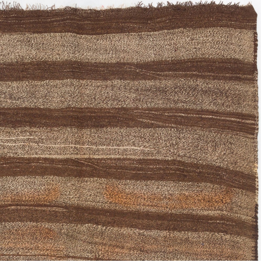 Vintage Hand-woven Turkish Kilim Rug in Brown, Gray, Orange color, 100% Wool