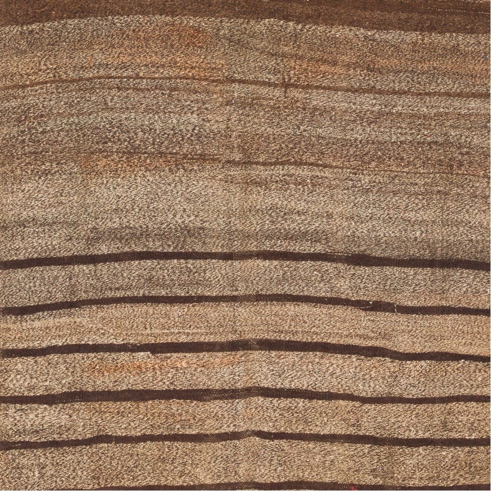 Vintage Hand-woven Turkish Kilim Rug in Brown, Gray, Orange color, 100% Wool