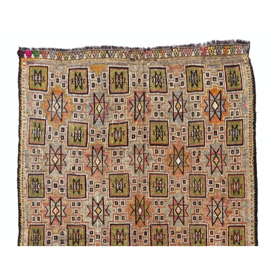 Colorful Geometric Design Anatolian Kilim Rug Colorful Geometric Design Anatolian Kilim Rug