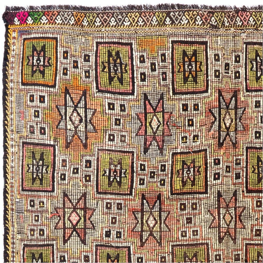 Handwoven Turkish Kilim, Colorful Geometric Flatweave Rug, 100% Wool Handwoven Turkish Kilim, Colorful Geometric Flatweave Rug, 100% Wool