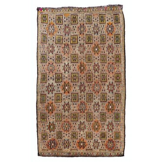 Colorful Geometric Design Anatolian Kilim Rug