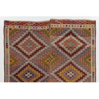 Colorful Geometric Design Anatolian Kilim Rug, Vintage Jijim Colorful Geometric Design Anatolian Kilim Rug, Vintage Jijim